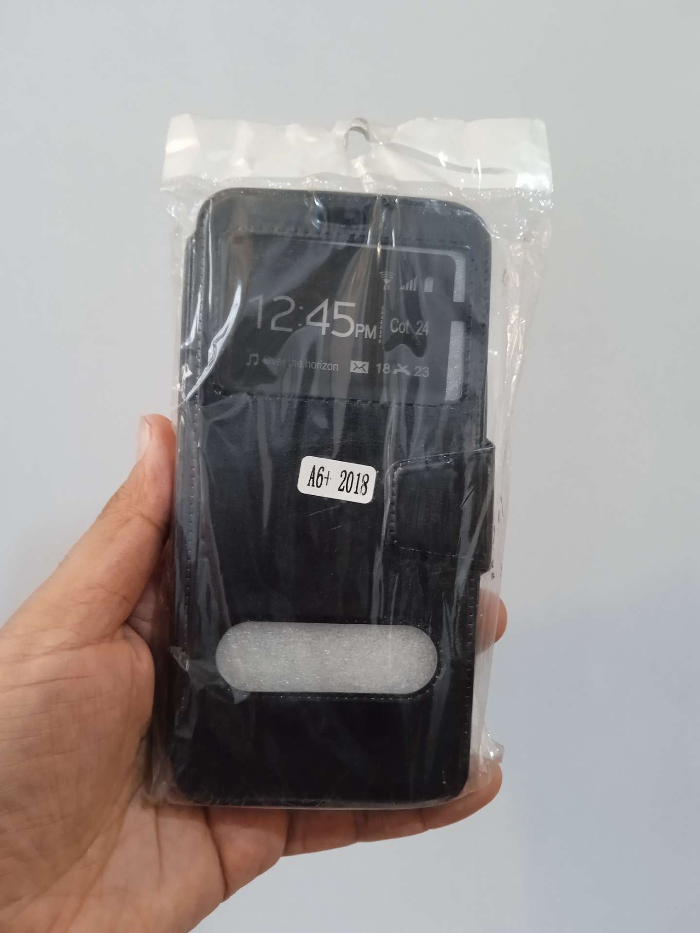 کیف کلاسوری چرمی مدل کاشی مناسب گوشی سامسونگ A6 plus 2018